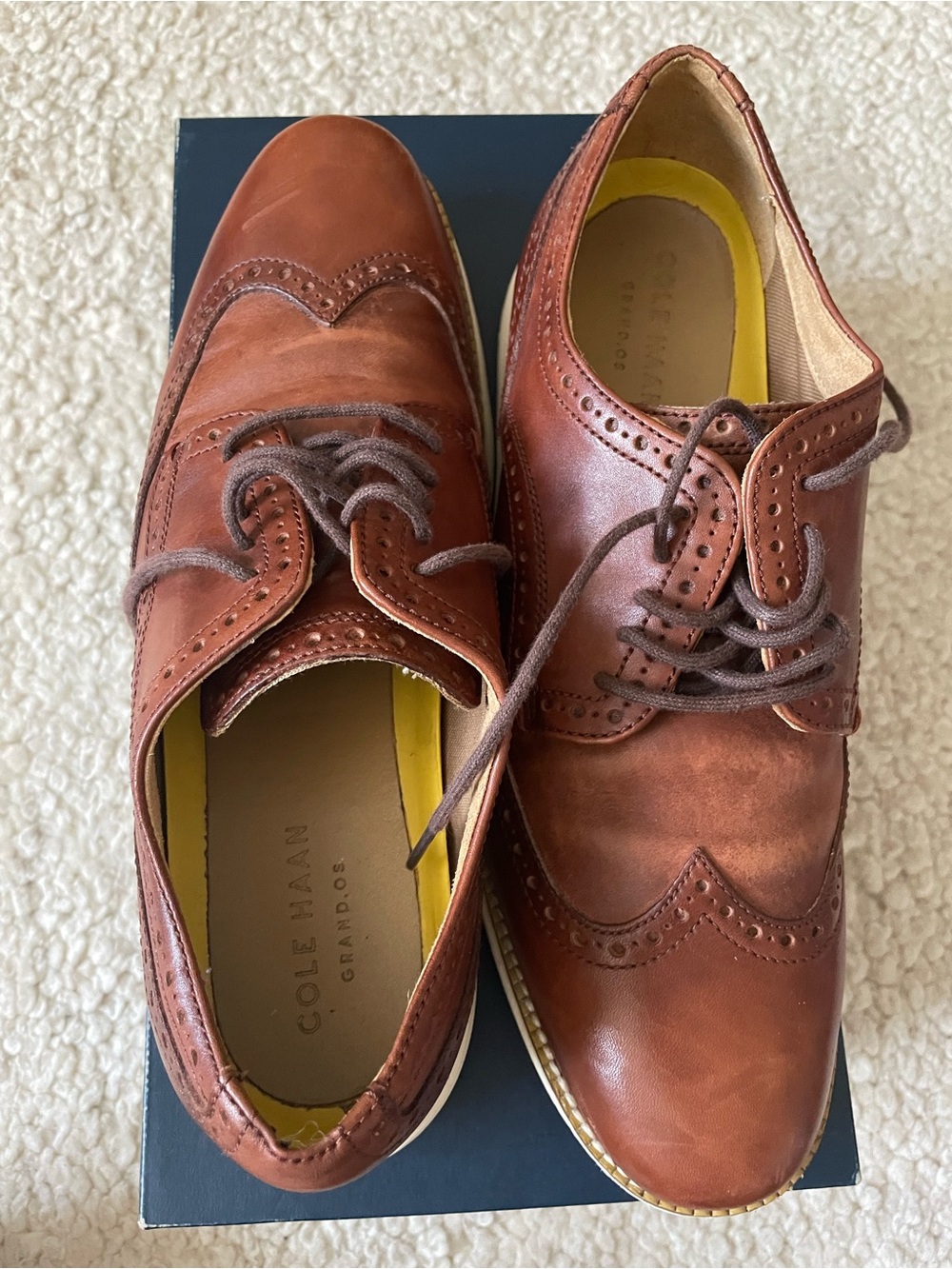 Cole Haan Men's Cognac Brown Wingtip Oxfords